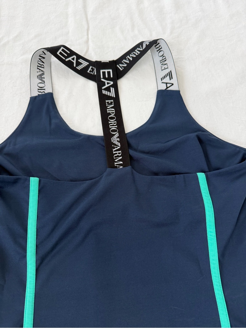 NWT Emporio Armani Navy Sports T-shirt Tank with Branded Black & White Straps